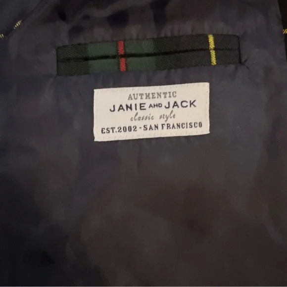 Janie and Jack Boys Navy Red Green Classic Holiday Christmas Plaid Vest Size 10 - Picture 6 of 10